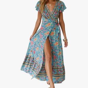 Boho Floral Wrap Dress